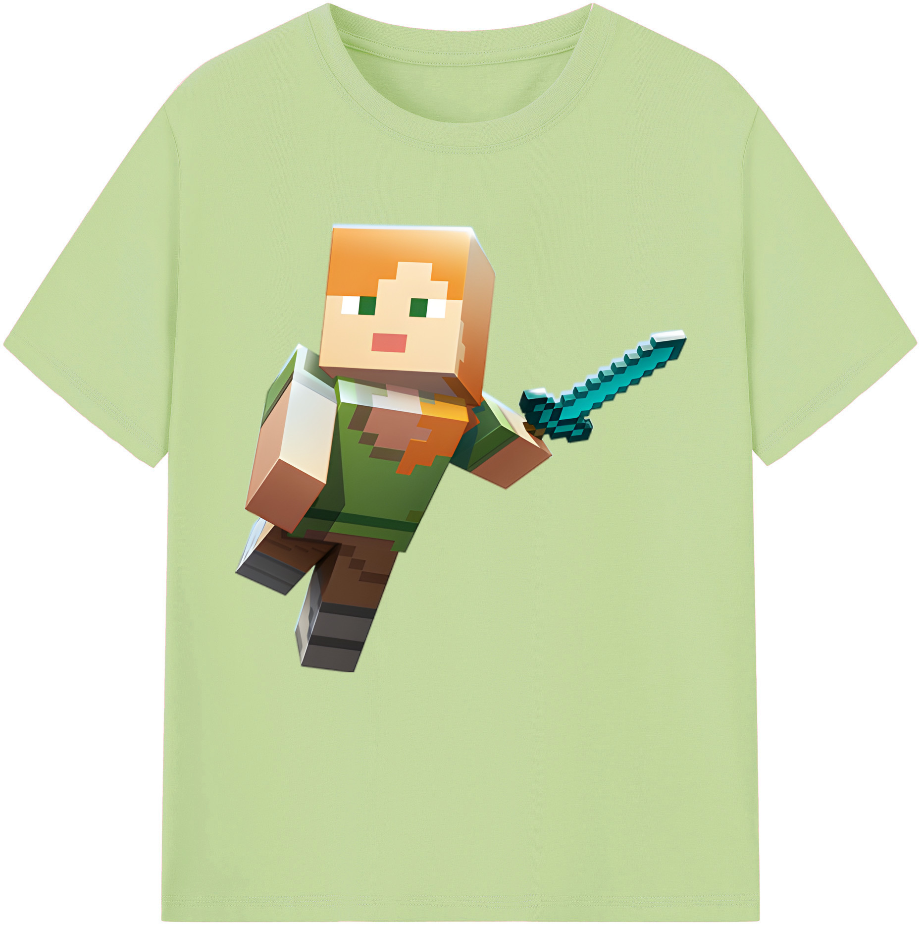 （画像用） マインクラフト ブロックの世界 Minecraft MC Block world 綿100％半袖Tシャツ（フロントプリント）